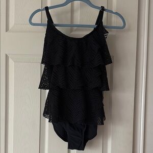 Black Ruffled Swimsuit